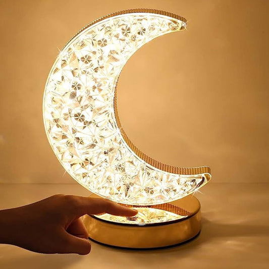 Crystal Moon Shape Touch Control Lamp